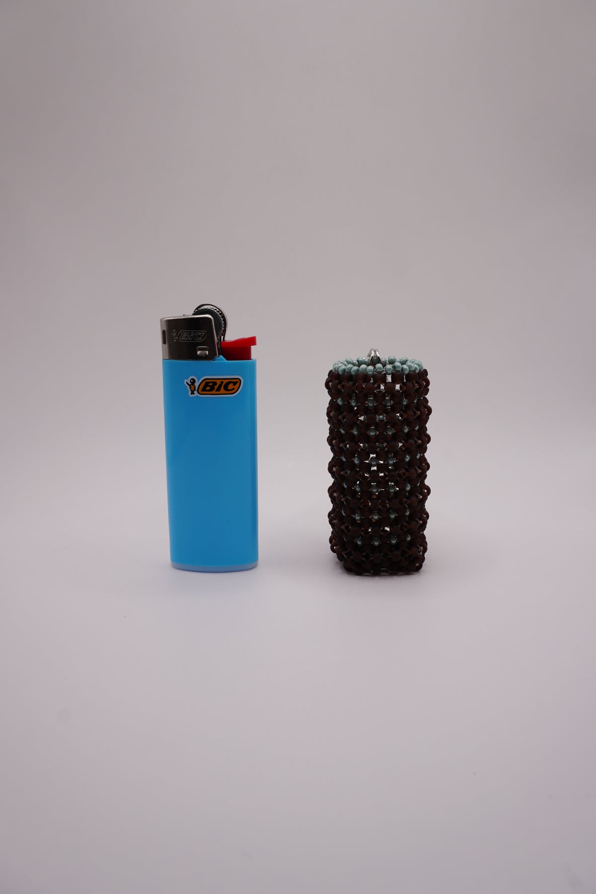 MINI Lighter holder (Bear matt brown, Dirty light blue)