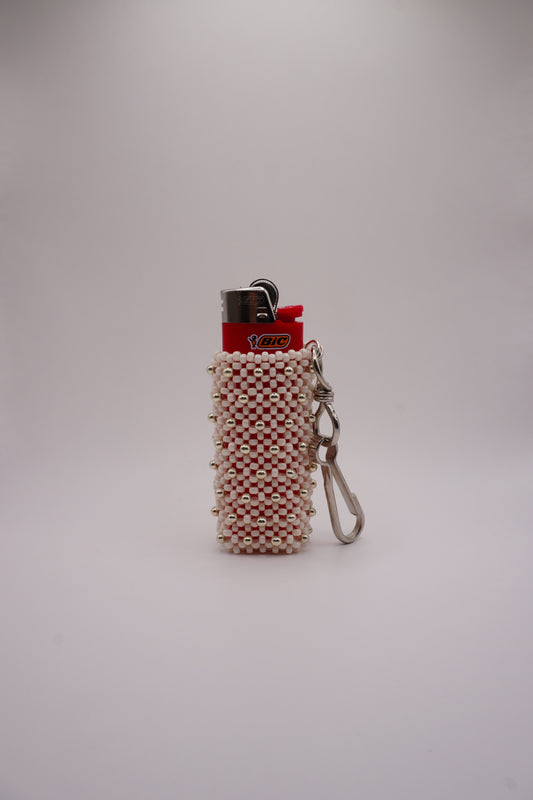 Lighter holder (White, Silver dots)
