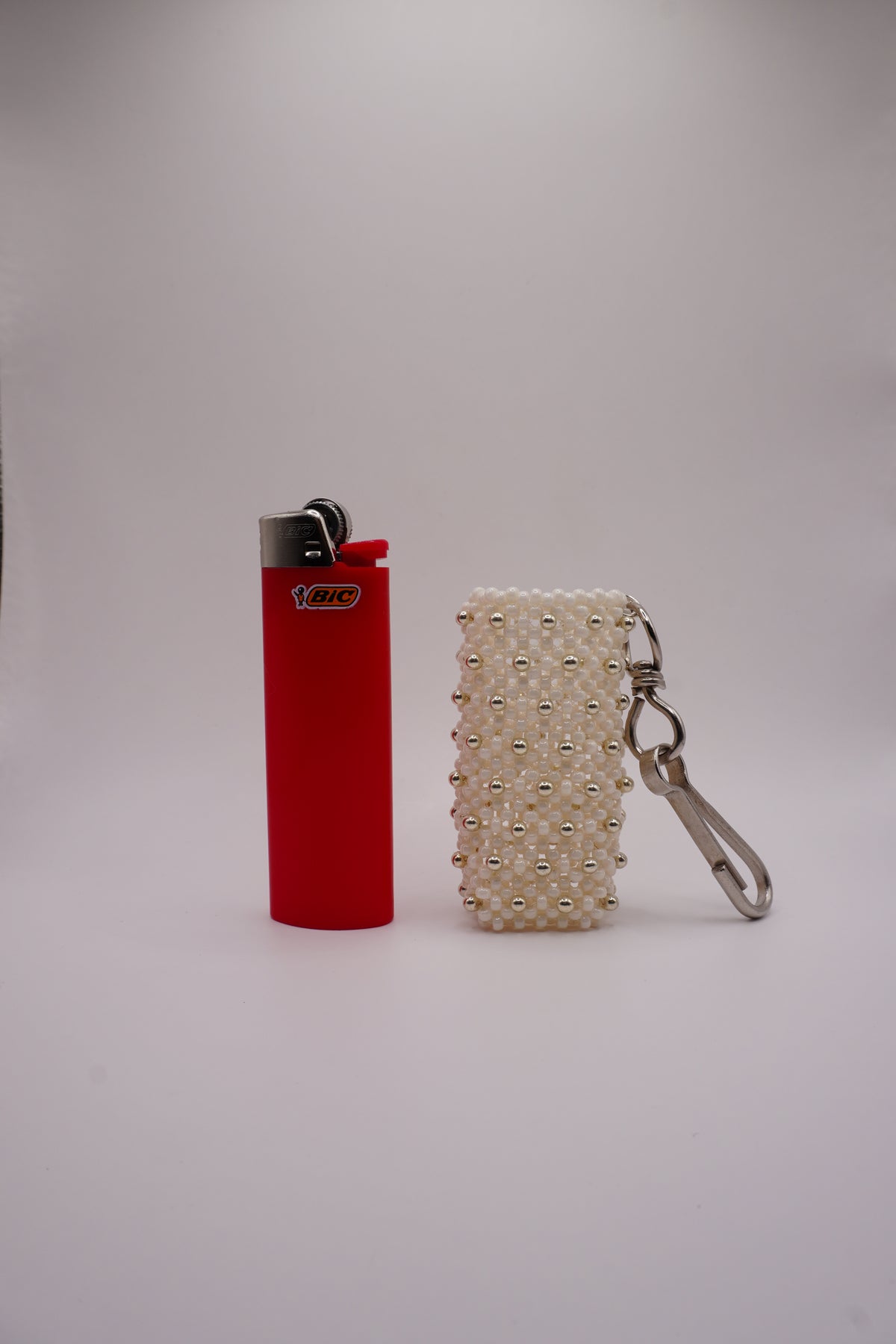 Lighter holder (White, Silver dots)