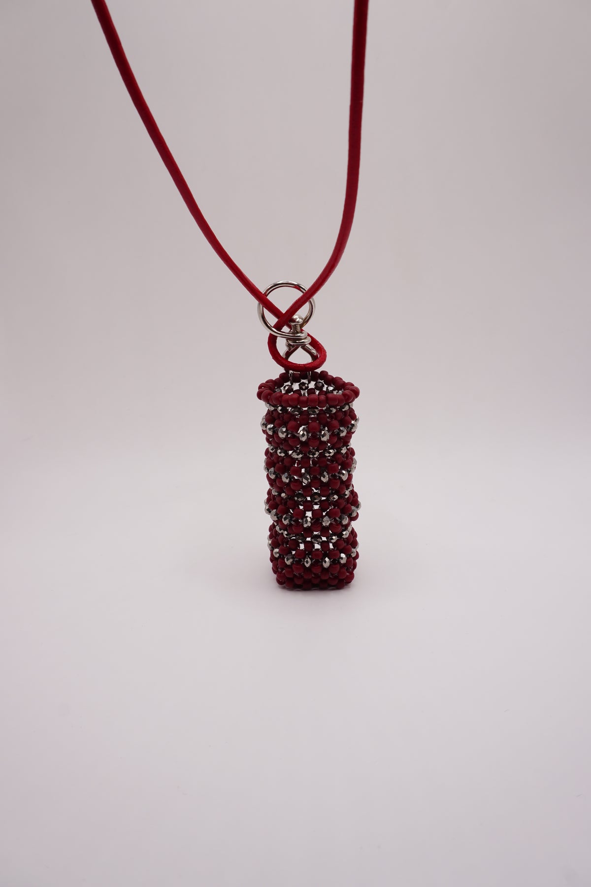 MINI Lighter holder necklace (Matt red, Silver)