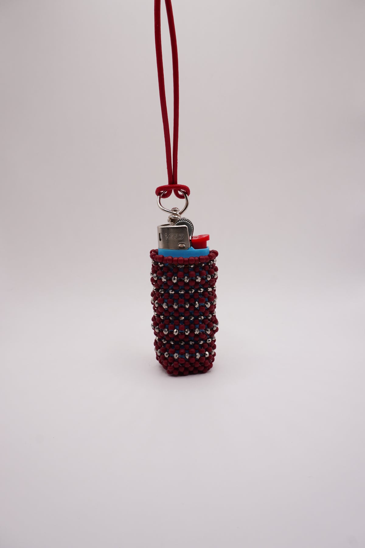 MINI Lighter holder necklace (Matt red, Silver)