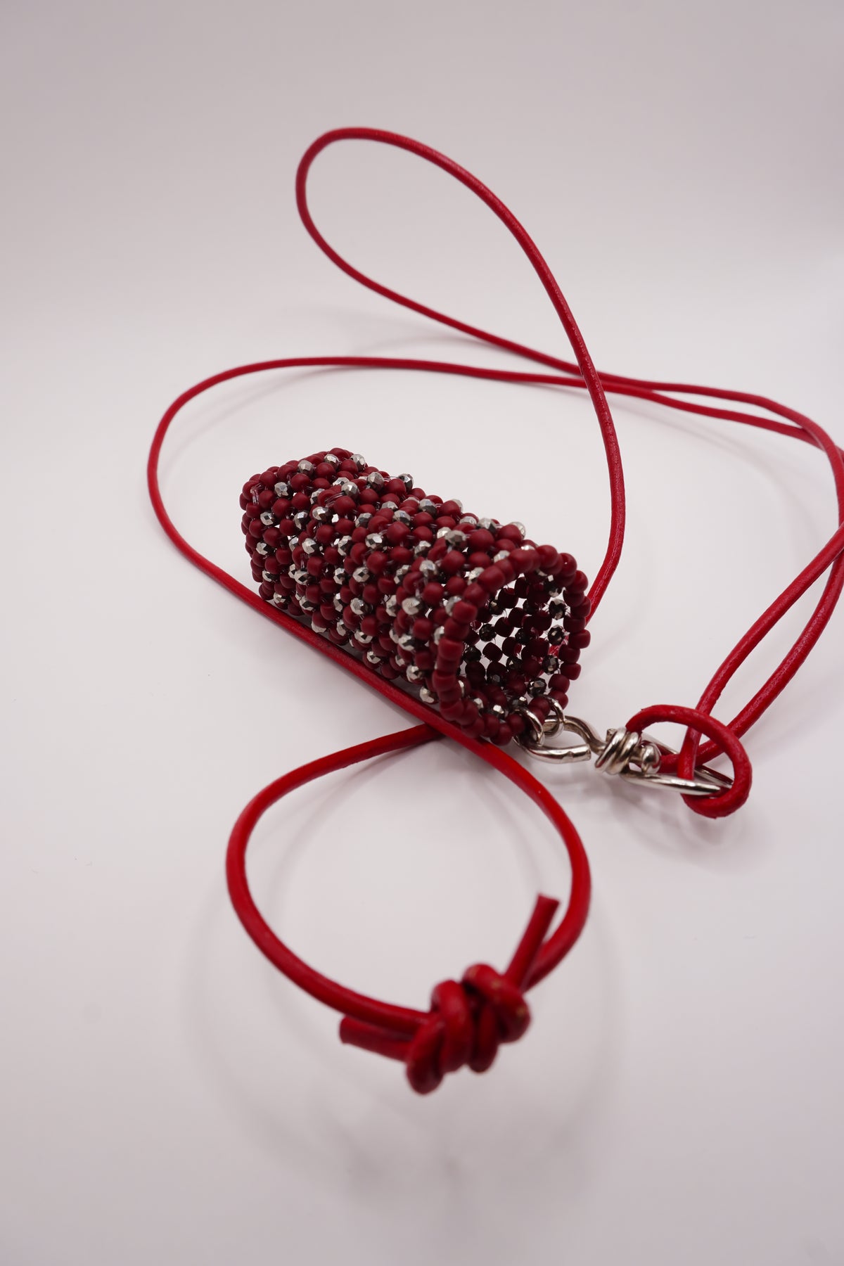 MINI Lighter holder necklace (Matt red, Silver)