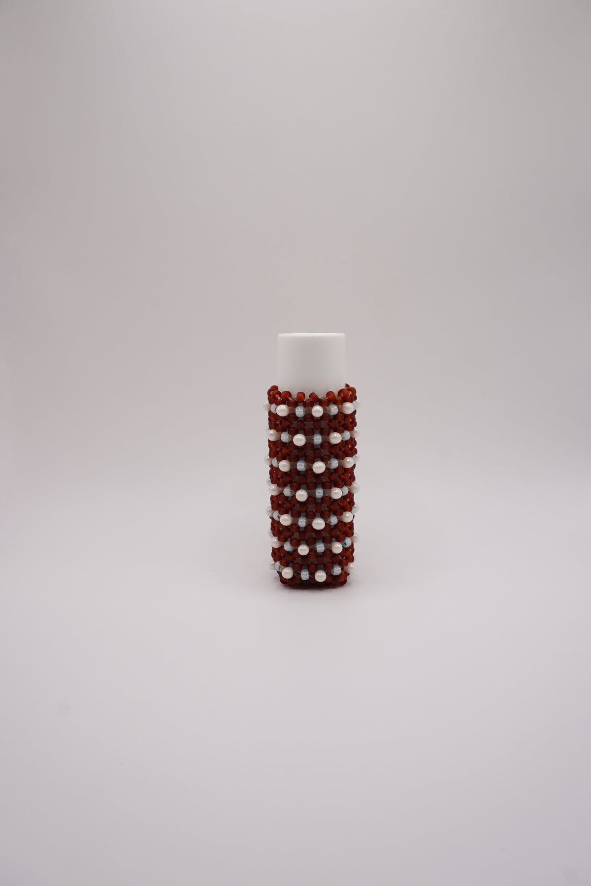 Medium Lipstick holder (Matt grown and light blue, White dots)