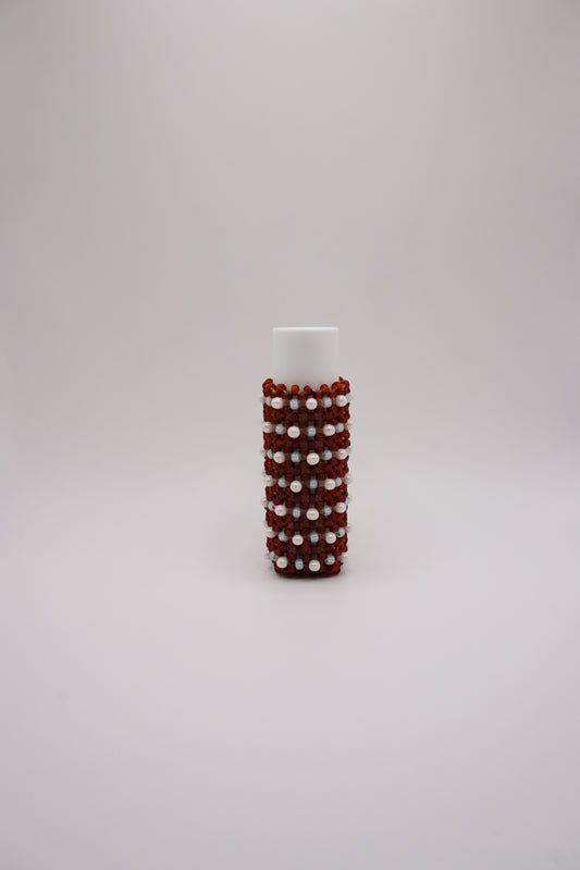 Medium Lipstick holder (Matt grown and light blue, White dots)