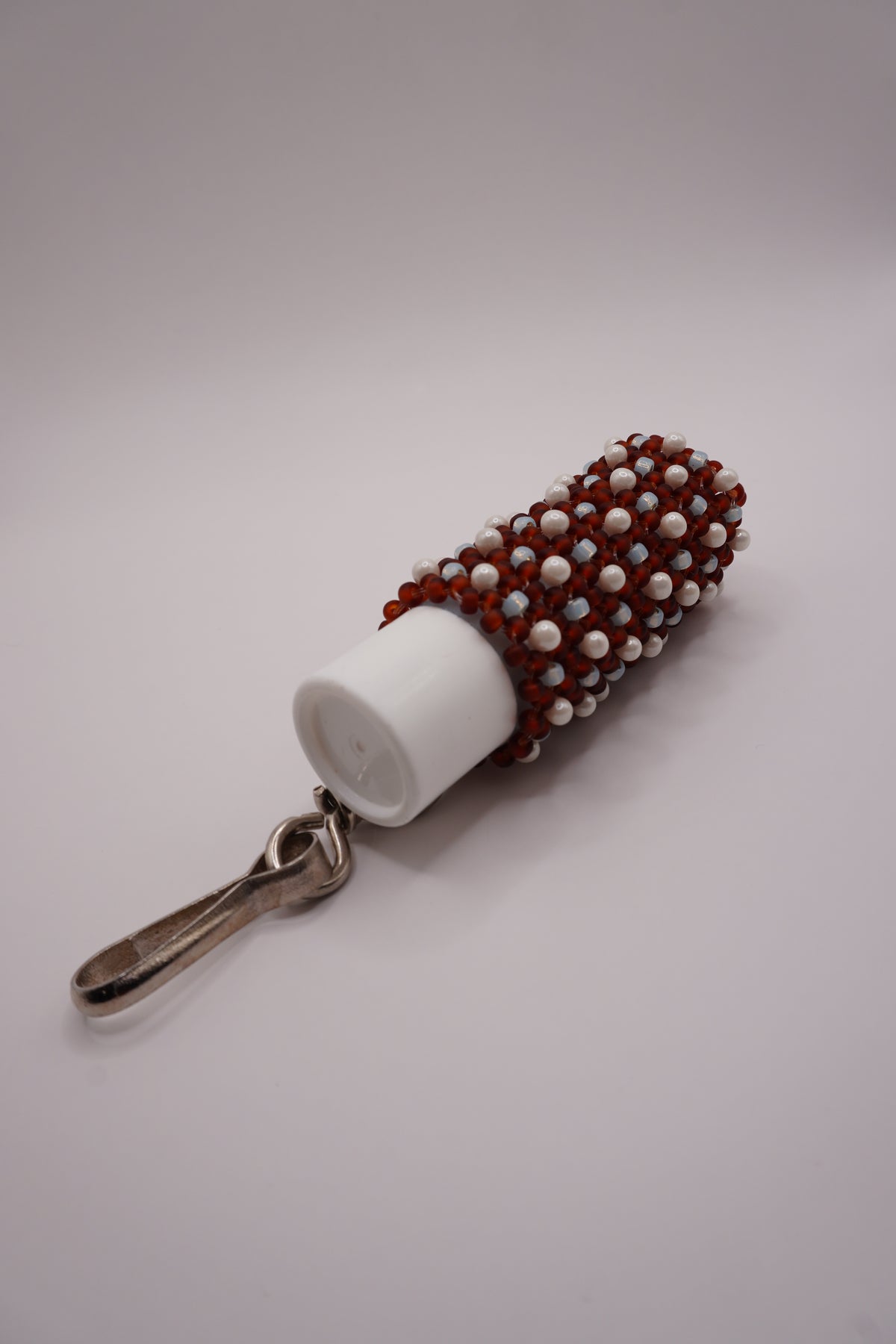 Medium Lipstick holder (Matt grown and light blue, White dots)